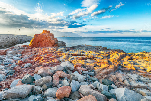 Obraz na płótnie Remarkable sunset view of Red Rocks (Rocce Rosse) in Arbatax. w salonie