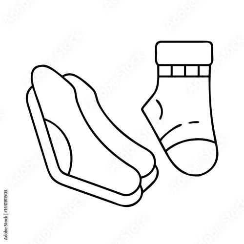 sock and slipper combo icon, sock and slipper combo line art - simple line art of sock and slipper combo, perfect for sock and slipper combo logos and icons