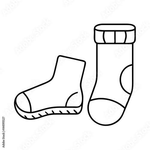 sock and slipper combo icon, sock and slipper combo line art - simple line art of sock and slipper combo, perfect for sock and slipper combo logos and icons