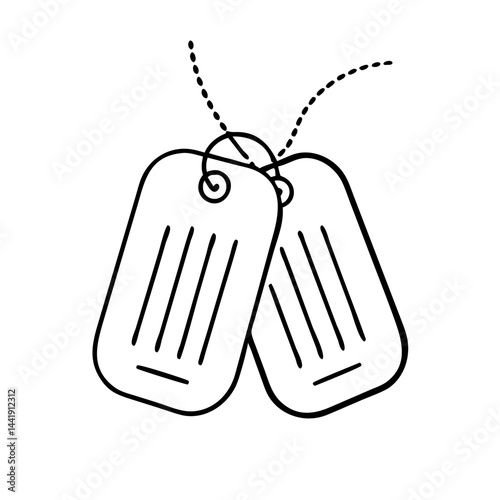 black and white dog tags outline clip art preview