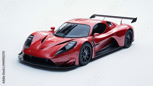 3D rendering of a red sports car isolated on a white background