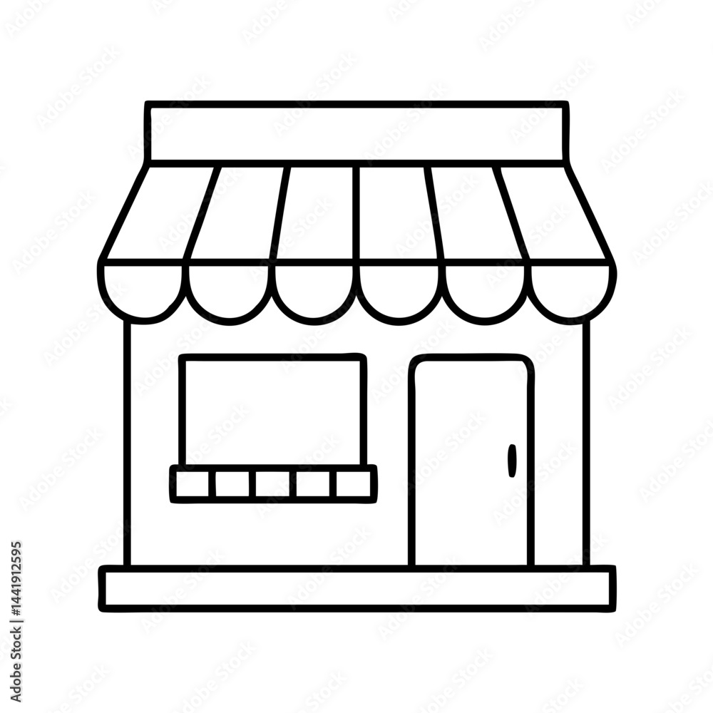 storefront with awning icon, storefront with awning line art - simple line art of storefront with awning, perfect for storefront with awning logos and icons storefront with awning icon, storefront with awning line art - simple line art of storefront with awning, perfect for storefront with awning logos and icons