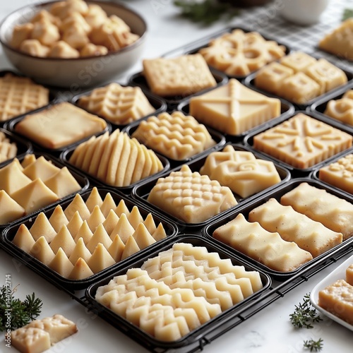 Elegant geometric shortbread biscuit display for culinary inspiration and holiday baking ideas photo