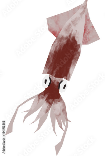 切り絵風のいか