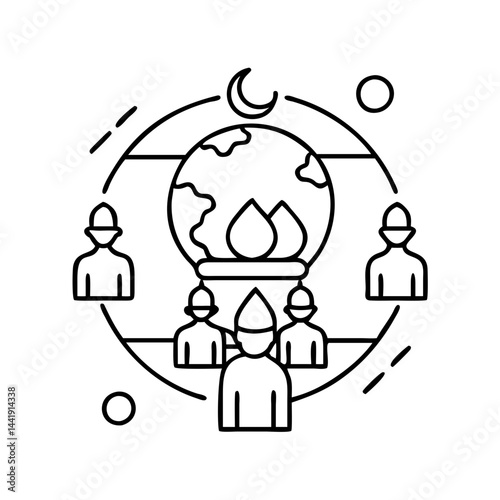 worldwide muslim community icon, worldwide muslim community line art - simple line art of worldwide muslim community, perfect for worldwide muslim community logos and icons