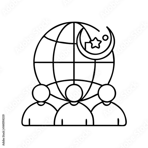 worldwide muslim community icon, worldwide muslim community line art - simple line art of worldwide muslim community, perfect for worldwide muslim community logos and icons