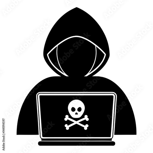 Anonymous Hacker With Laptop Icon Depicting Cyber Crime And Data Breach