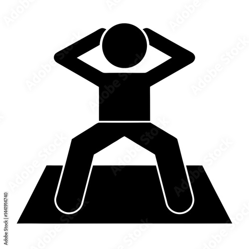 Silhouette Of Person On A Mat Performing Crunches For Fitness Training