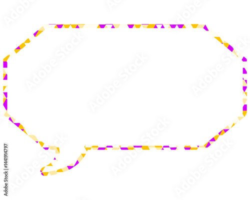 ステンドグラス風吹き出し　三角形模様　細長い八角形