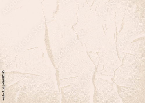 Pastel grain paper texture. White cream vector grunge surface background. Vintage textured with folds and unevenness, dots, flecks, particles, specks, specks. Halftone effect craft repeating wallpaper