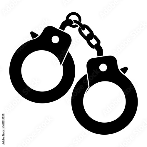Handcuffs Isolated On White Background Symbol Of Law Enforcement And Justice