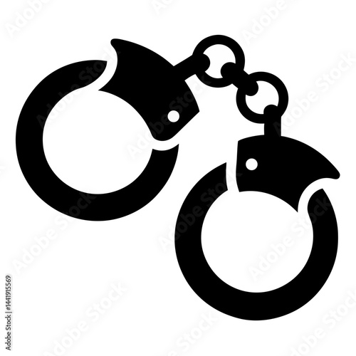 Handcuffs Icon In Black Silhouette For Law Enforcement And Crime Prevention