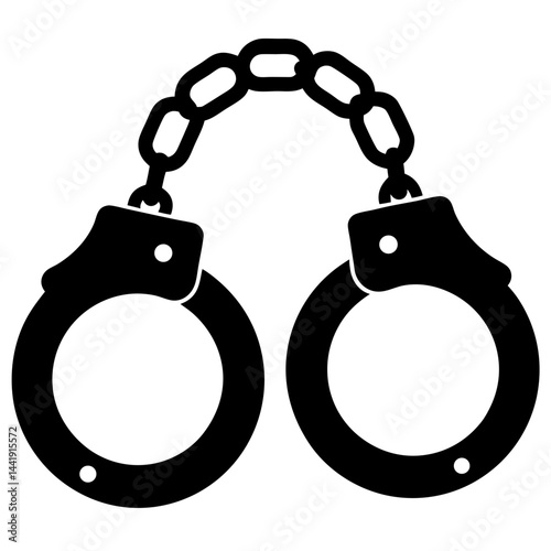 Black And White Handcuffs With Chain Justice And Law Enforcement Icon