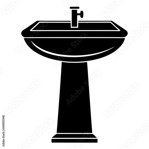 Isolated Bathroom Sink Silhouette Graphic Vector Illustration For Interior Design Projects