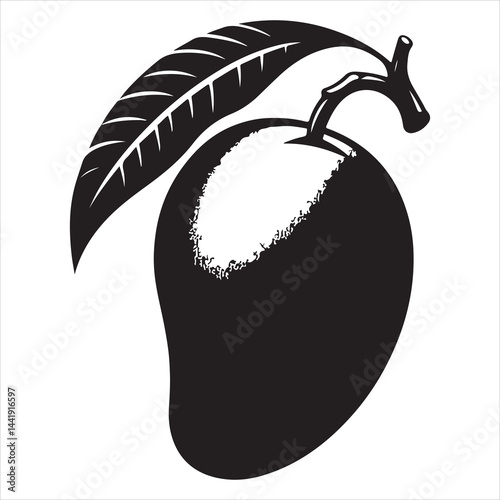 A mango fruit  Silhouette Vector Art, and Graphic, vector black colour silhouette  