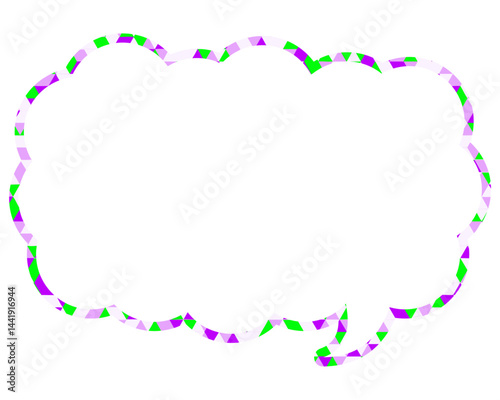 ステンドグラス風吹き出し　三角形模様　細長い雲形