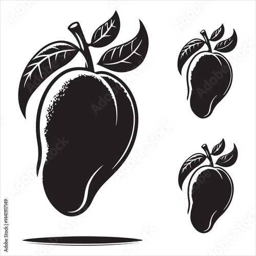 A mango fruit  Silhouette Vector Art, and Graphic, vector black colour silhouette  