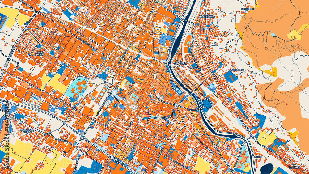 Colorful Prato Street Map with Labels and Buildings Colorful Prato Street Map with Labels and Buildings