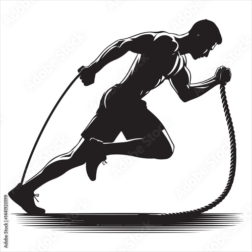 A singel parson  clear workout silhouette cardio workout, and Graphic, vector black color silhouette, 