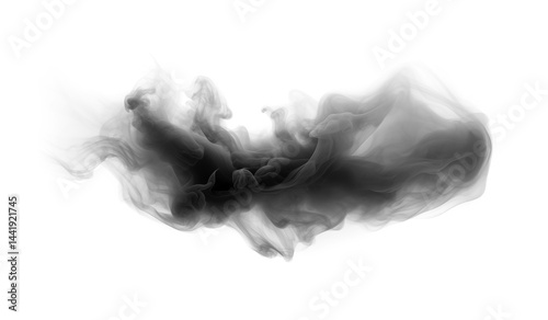 Smoke isolated on transparent background. Black soft evaporating smoke brush. Generative ai