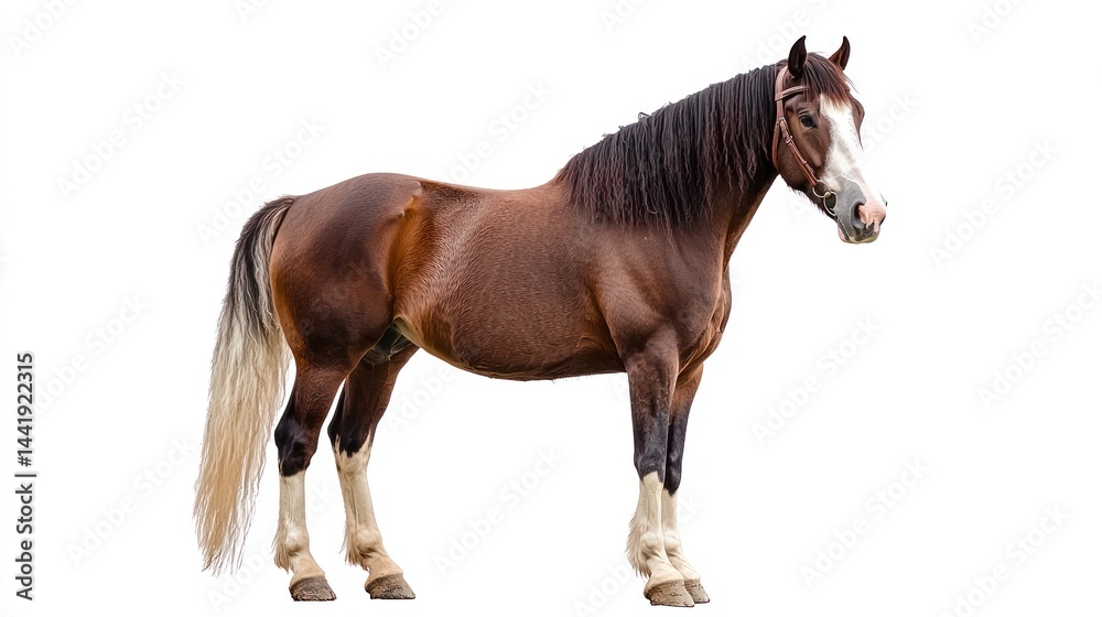 Obraz premium A Clydesdale horse standing powerfully, isolated on a white background