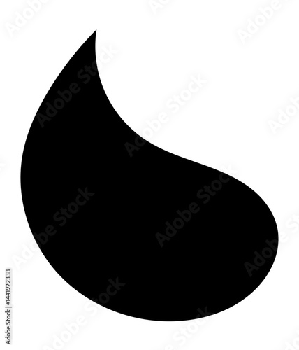 Black Water Droplet Silhouette Icon Isolated on White Background – Vector Outline of Liquid Drop Shape for Minimalist Design, Logo, or Symbol Use