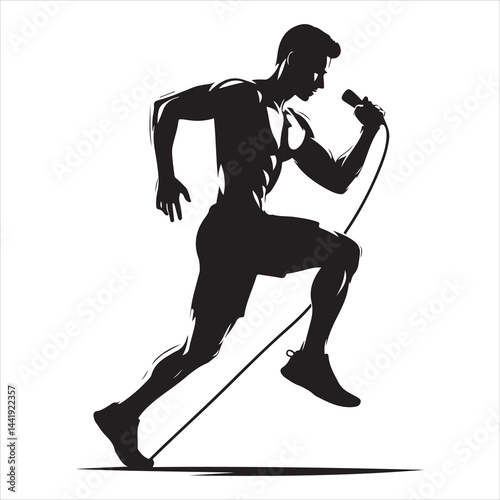 A singel parson  clear workout silhouette cardio workout, and Graphic, vector black color silhouette, 