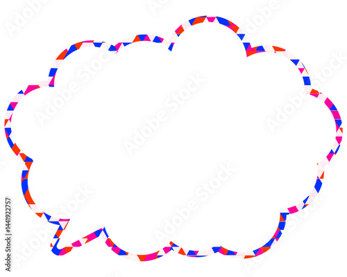 ステンドグラス風吹き出し　三角形模様　丸みのある雲形