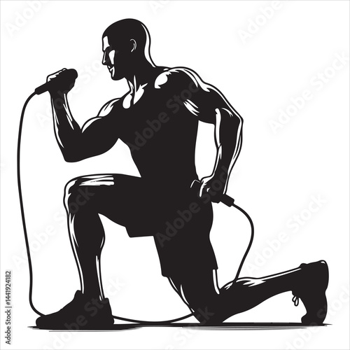 A singel parson  clear workout silhouette cardio workout, and Graphic, vector black color silhouette, 