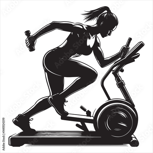 A singel parson  clear workout silhouette cardio workout, and Graphic, vector black color silhouette, 