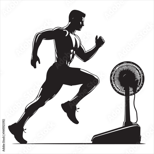 A singel parson  clear workout silhouette cardio workout, and Graphic, vector black color silhouette, 