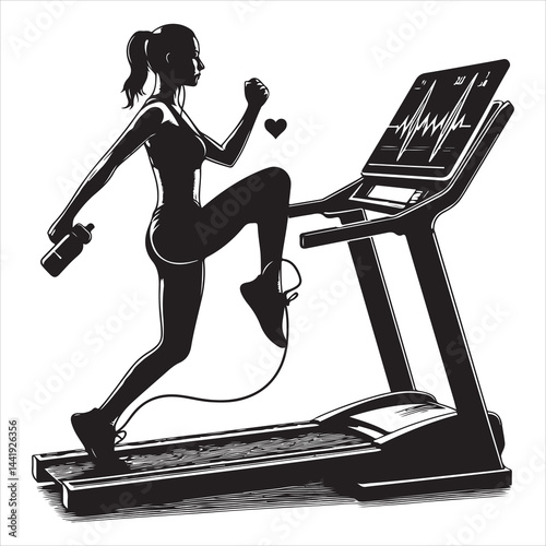 A singel parson  clear workout silhouette cardio workout, and Graphic, vector black color silhouette, 