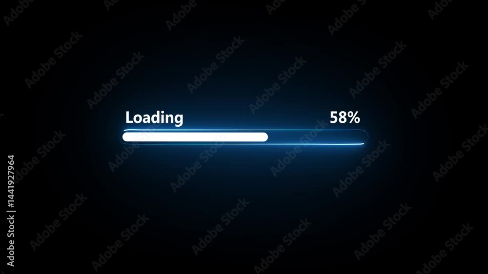 Digital connection loading bar icon animation . Connection Loading bar connection animation. loading icon animation, Loading circle icon animation on black background.