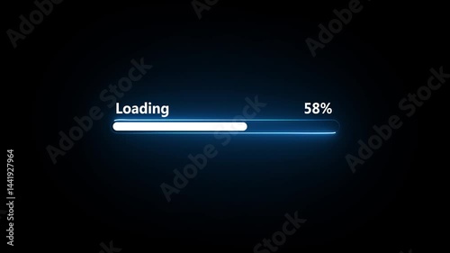 Digital connection loading bar icon animation . Connection Loading bar connection animation. loading icon animation, Loading circle icon animation on black background.