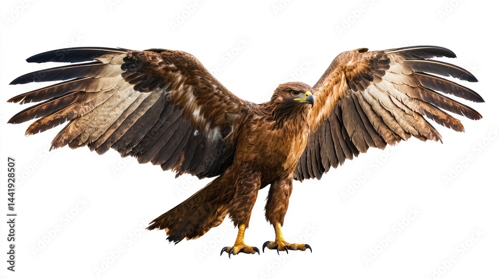 Fototapeta premium A griffin standing with majestic wings, isolated on white