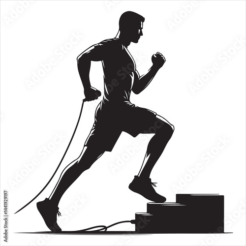 A singel parson  clear workout silhouette cardio workout, and Graphic, vector black color silhouette, 