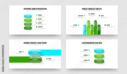 Modern Briefing Four Five Two Three Step Infographic Frame Design Vector Illustration Set. Project Overview 4 5 2 3 Option Diagram Slide Template Collection.