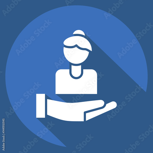 Icon Caring For Women. related to Feminism symbol. long shadow style. design editable