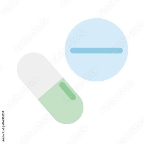 シンプルな錠剤とカプセルのベクターイラスト：医療、健康 - Simple Tablet and Capsule Vector Illustration: Medical, Health