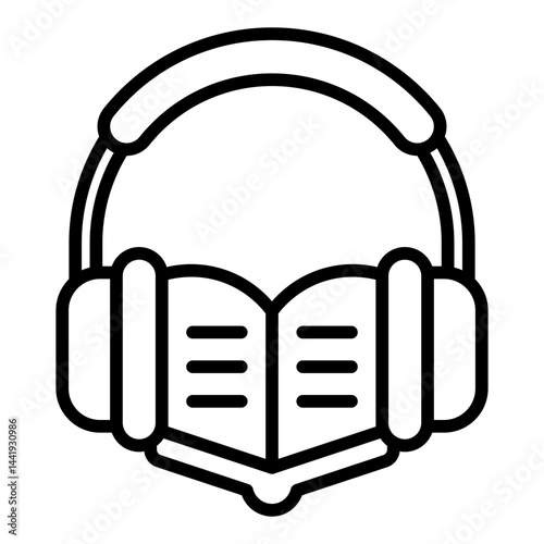 Audiobook icon for online education and digital learning concepts	
