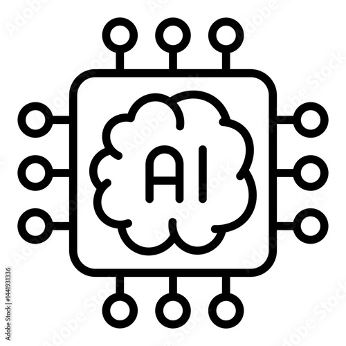 Artificial intelligence chip and machine learning icon	
