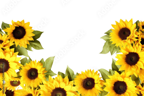 PNG Vibrant sunflowers frame white background