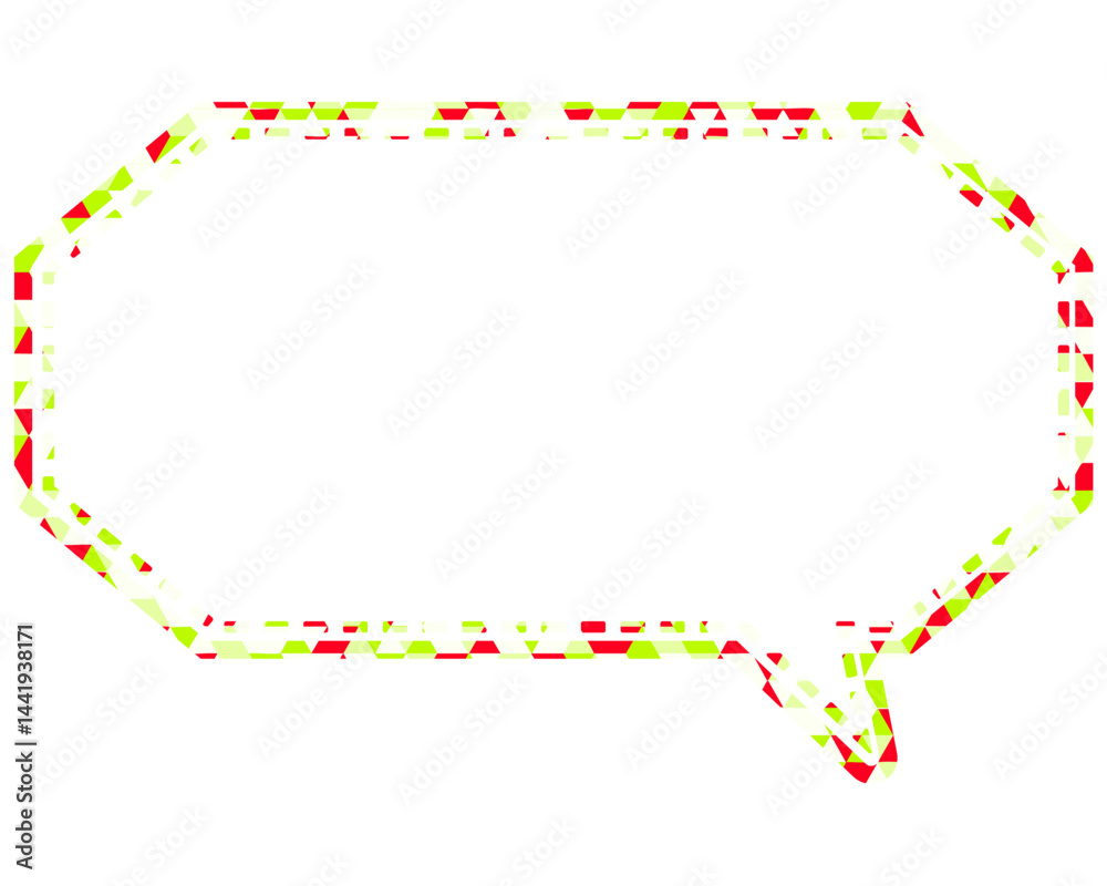 Fototapeta premium ステンドグラス風吹き出し 三角形模様 細長い八角形