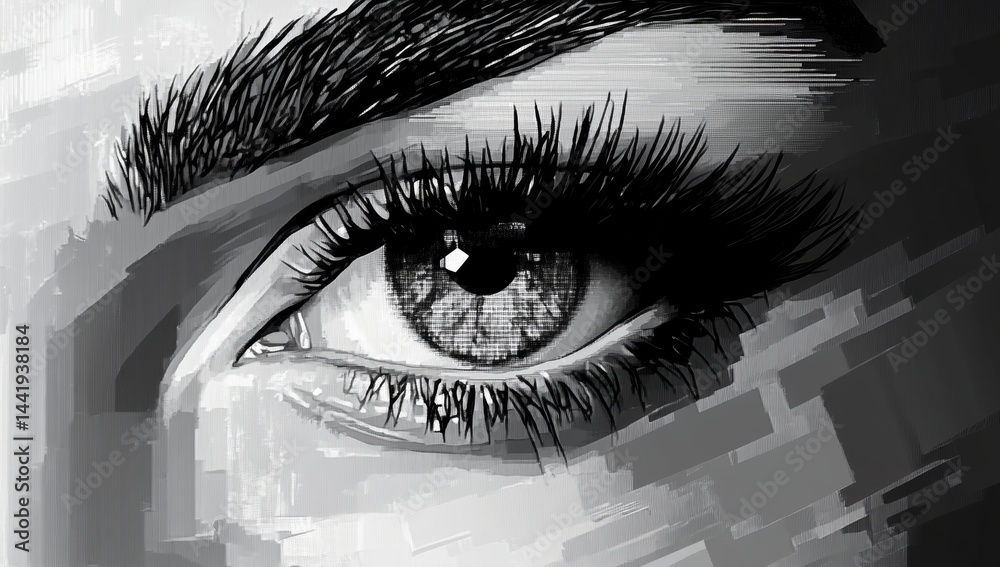 Obraz premium A close up of a woman's eye with a dark, almost blackish hue