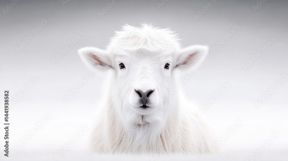 Fototapeta premium Pristine white sheep portrait in soft light