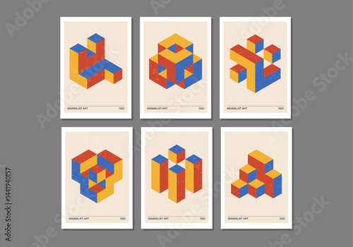 Set of minimal 20s geometric design posters