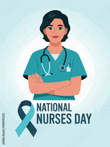 National Nurses Day Appreciation Poster - Female Nurse Illustration