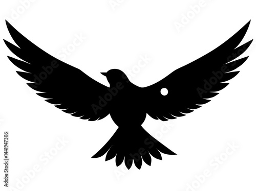 "Silhouette of a Bird in Flight with Spread Wings"