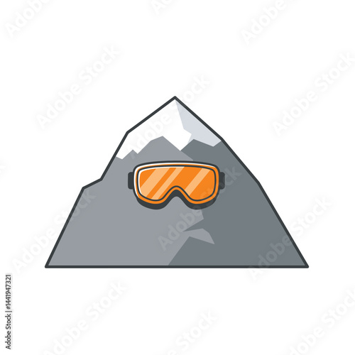 Mountain Peak Vector Illustration Ski Goggles on Snowy Summit
