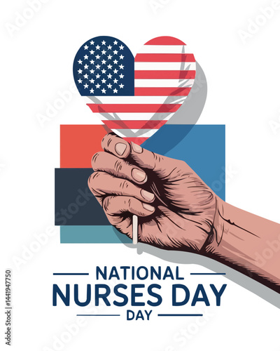 National Nurses Day USA Hand Holding Heart Illustration Design